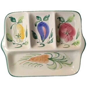 Vintage Four Section Serving‎ Tray Hand Painted Divided Made in Italy Small Chip